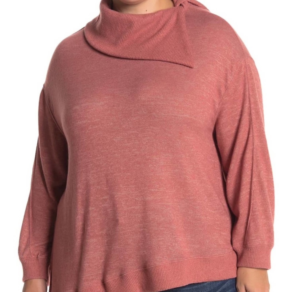 Democracy  Split Neck Pink Knit Sweater
